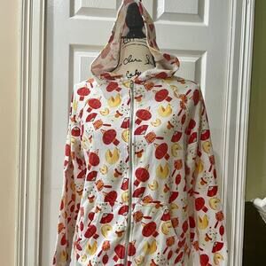 MANEKI NEKO LUCKY JAPANESE CAT FORTUNE COOKIE HOODED SWEATSHIRT  Sz S KAWAII
